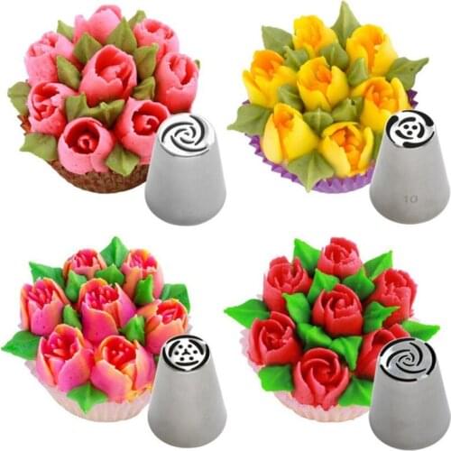 Russian Tulip Icing Piping Nozzles Stainless Steel Flower Cream Pastry Tips Nozzles Bag Cupcake Cake Decorating Tools