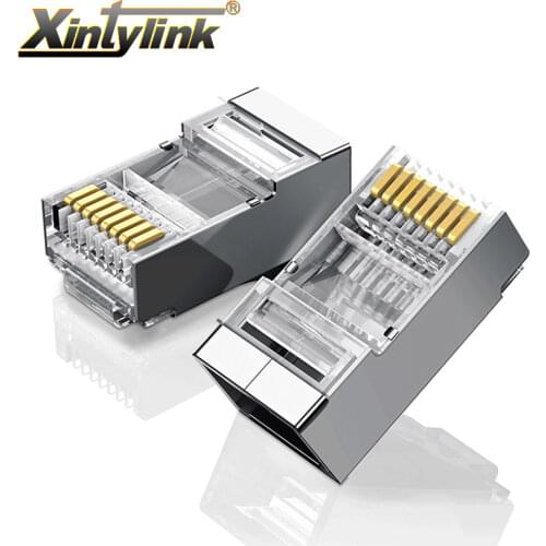 Xintylink rj45 connector cat6 network for 1.2mm ethernet cable cat 6 plug 8p8c stp rg rj 45 male jack lan shielded 20/50/100pcs