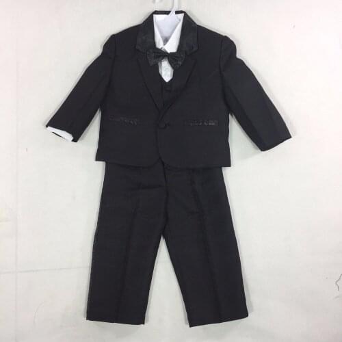 Summer high quality Formal child suit party or christmas clothes baby suit wedding suits for boy black/white 5pcs free shipping