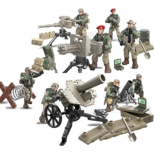 1:35 scale world war military heavy equipment wolf special attack team army action figures mega block ww2 building bricks toys