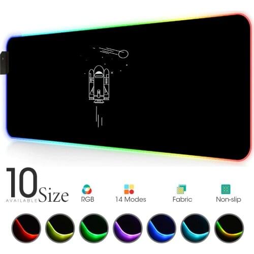 Minimalist space RGB Mouse Pad rocket Black Gamer Accessories Life Large LED MousePad Gaming with Backlit tapis de souris