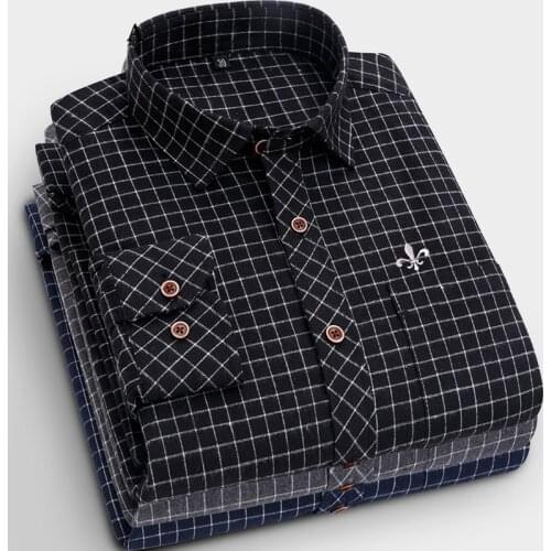 Camisa Social Masculina Mens Cotton Dudalinas Plaid Casual Shirt Pocket Long Sleeve Standard-fit Comfortable Shirts Slim Fit