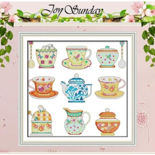 The Colorful Tea Set (2) Patterns Counted Cross Stitch 11 14CT Cross Stitch Sets Chinese Cross-stitch Kits Embroidery Needlework