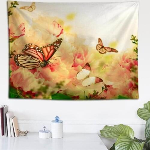 Custom Flying Butterfly 02 Wall Cloth Hanging Tapestry Wedding Party Gift Bedspread Beach Towel Yoga Picnic Mat 140X200cm