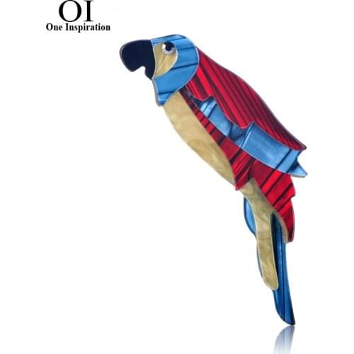 OI Fashion Colorful Parrot Brooch Acrylic Animal Jewelry Brooches Women Sweater Coat Accessories Bag Scarf Pins
