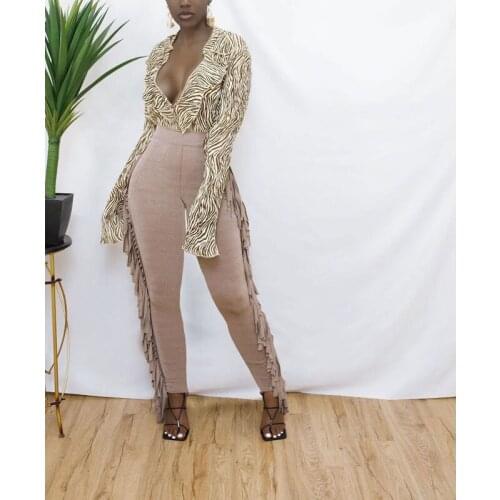 Autumn Clothing Fashion Sexy Skinny Sports Fitness Tassels Pants Women Leggings Club Outfits Streetwear Y2k Wholesale Items