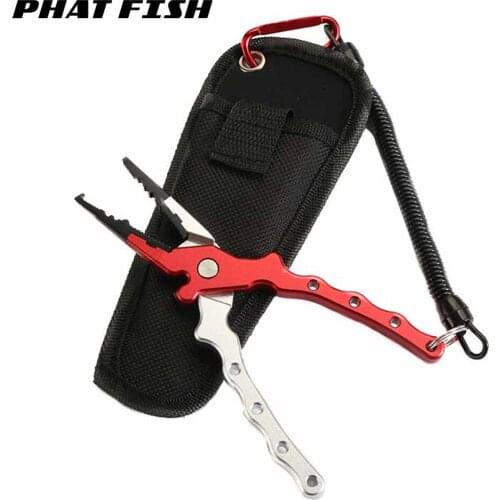 PHAT FISH 1pc 17cm Aluminum Alloy Scissor with Lanyard Case Line Cutter Plier Fishing Tool Accessories
