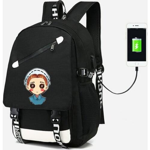 The fifth personality Backpack USB Bag Emma Woods Jack Game travel School Bag USB Fashion teenagers Casual Laptop bag