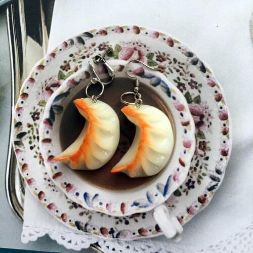 2019 Fashion Handmade Creative Dumplings Drop Earrings Funny Lovely Emulational Food Drop Earrings Trendy Jewelry for Women Girl