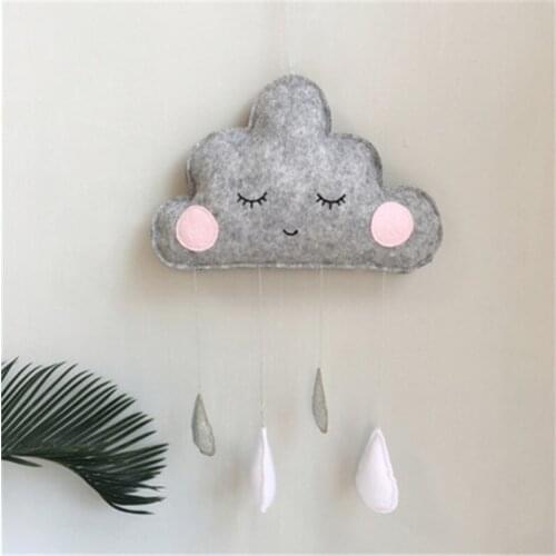 Nordic Gray Felt Smile Cloud Wall Hanging Raindrop Pendant For Kids Room Baby Tent Hanging Ornaments Nursery Decor Photo Props