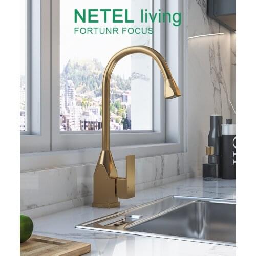Hot and Cold Water Gold Kitchen Faucet Black Sink Mixer Taps gourmet Home Living Faucets Stream Deck mounted Brushed Tap