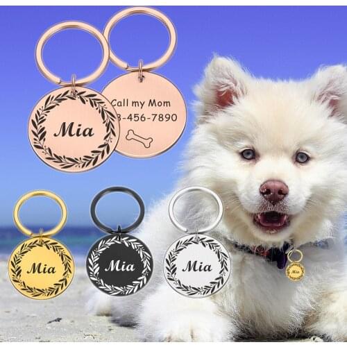 Anti-lost Pet Dog Name Tags Free Engraved Address Tags for Dogs Kitten Puppy Accessories Customizable Cat Necklace ID Nameplate