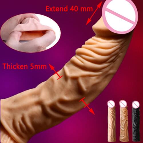 High Quality Penis Extender Sleeve Penis Extensions Reusable Silicone Condoms Delay Ejaculation Penis Expander Intimate Goods