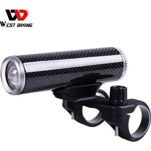 WEST BIKING Bicycle Light Carbon Fiber USB Charging Torch Flashlight IPX6 Waterproof Cycling Headlight MTB Bike Front Light