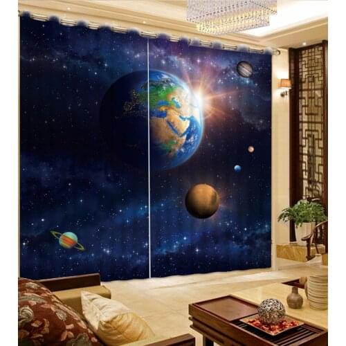 3D Curtain Custom Any Size Sky Planet Bed Room Living Room Office Hotel Cortinas Blackout Curtain Fabric Printed Curtain