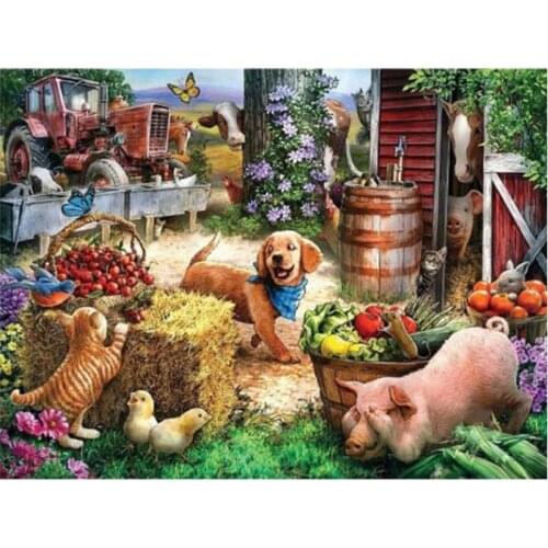 Farm animals diamond painting labrador dogs pmosaic embroidery landscape rhinestone picture puzzle toy drawing wall decor gifts