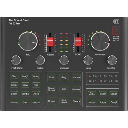 NEW-V9X PRO Sound Card,Audio Mixer for Live Broadcast Recording Phone Computer PC Live Recording Home KTV Voice Chat