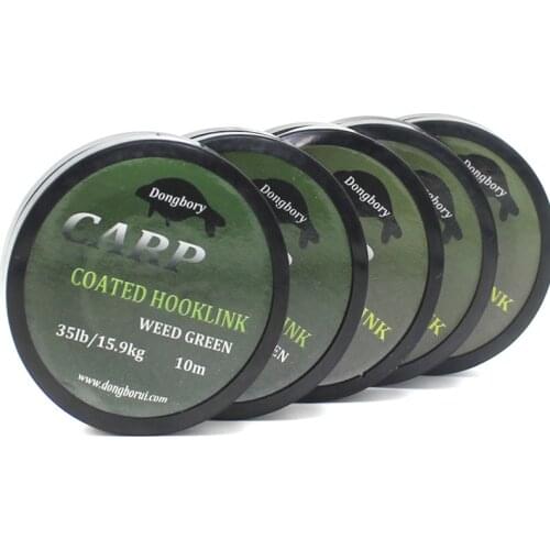 1PCS Carp fishing line Coated Hook Link Camo Green Hooklink Stiff Rig 15 25 35LB Braid Skin Line Chod Hair Rig Leader Tackle