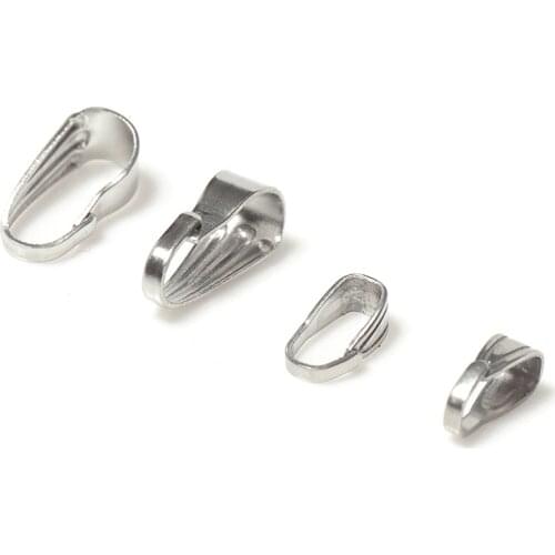 100pcs Stainless Steel 6x2.5/9x3.9mm Pendant Bails Clips & Pendant Connectors Clasps Jewelry Findings Components Materials DIY