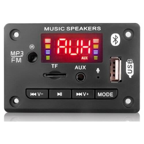 2*25W Bluetooth 5.0 Digital Audio Decoder Board FM MP3 Player Class D Stereo DIY Speaker USB AUX Recording Power Amplifier