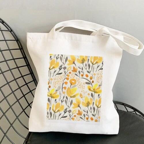 2021 Shopper Yellow field Flourish Printed Tote Bag women Harajuku shopper handbag girl Shoulder shopping bag Lady Canvas Bag