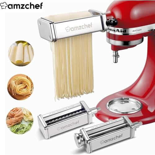 Handmade Stainless Steel Noodle Maker Pasta Attachments 3PCS Cutter Roller Parts Tool For Kitchen Stand Mixers Food Processors