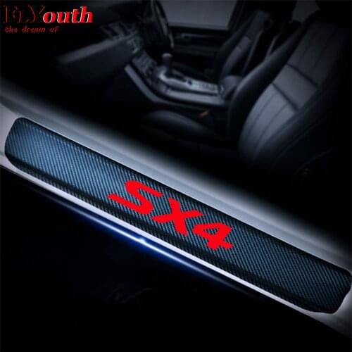For Suzuki SX4 Car Door Sill Protector 4D Carbon Fiber Sticker Scuff Plate Door Entry Guard Car Accessories 4Pcs
