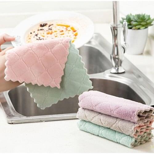 5pieces Household Super Absorbent Microfiber Towel Kitchen Dish Cloth Non-Stick Oil Washing Rag Tableware Cleaning Wiping Tool