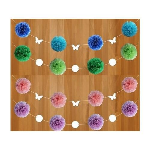 Mixed 30 colors 50 pcs 4'' 10cm Tissue Paper Pom Poms Decorative Flower Balls Party Wedding Home Birthday Tea Party Decorations