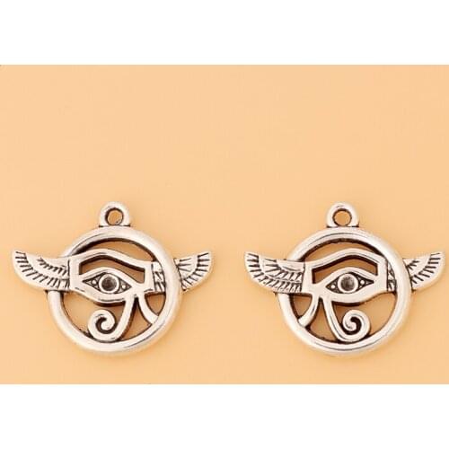 50pcs/Lot Tibetan Silver Egyptian Eye Of Horus Charms Pendants 2 Sided Beads for Necklace Bracelet Jewelry Making Accessories