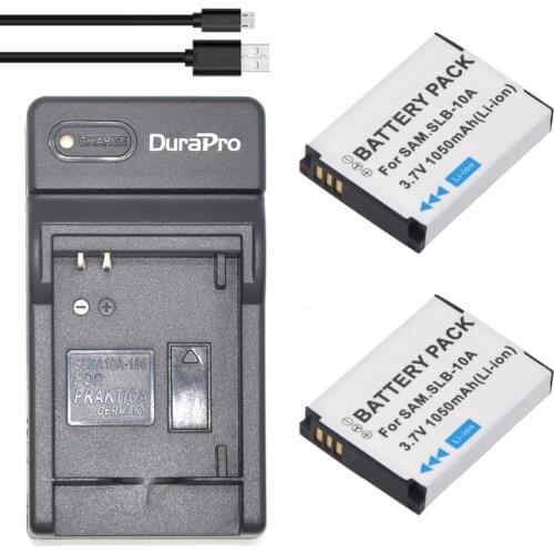2pc SLB-10A SLB 10A SLB10A 3.7V 1050mAH Li-ion Battery +USB Charger for Samsung EX2F HZ15W SL202 SL420 SL620 SL820 WB150F WB250F