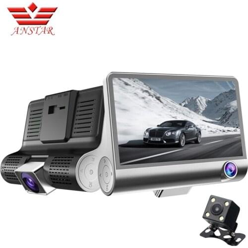ANSTAR IPS Screen 4.0" Car DVR Camera Three Camera Duel Lens with Rear View Registrar Night Vision Car Dvrs Video Dashcam