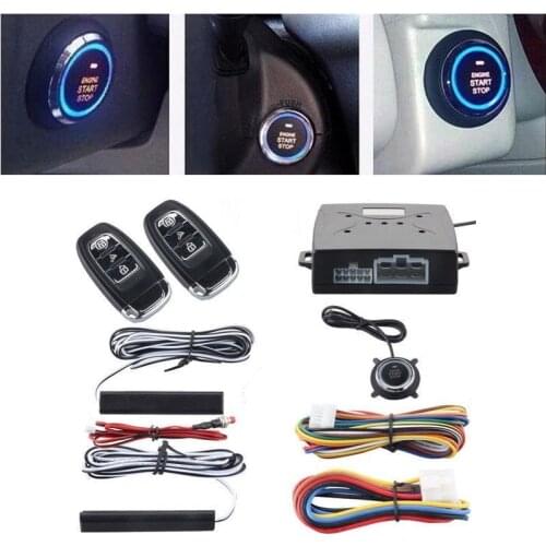 Car Alarm Ignition Start Security System Key Engine Start Push Button Remote Kit
