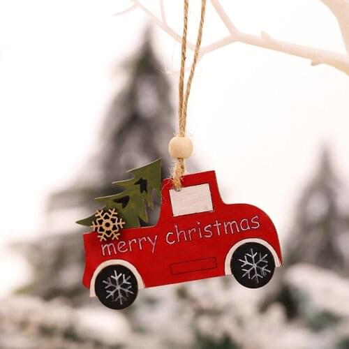 Car Ornaments Small Christmas Tree Hanging Wooden Pendants Elk Cartoon Animal Ornaments 2021 New Christmas Holiday Decorations