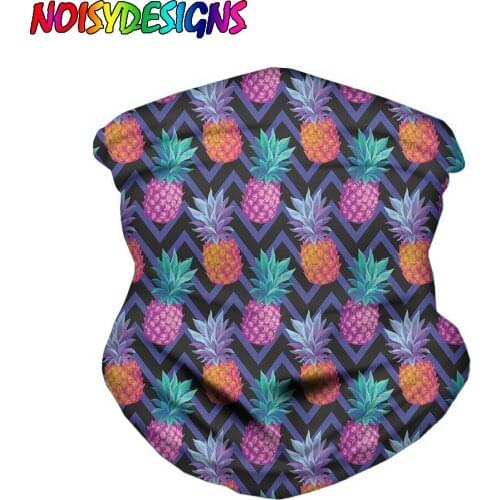 NOISYDESIGNS Pineapple Paradise Tropical Print Ladies Summer Fruits Bandanas Half Face Neck Gaiter Balaclava Headweaers
