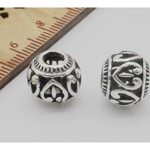 Free Ship 100PCS Tibetan Silver Sculpture Big Hole beads Spacer Beads For Jewelry Making 9.5x10mm Hole 4mm