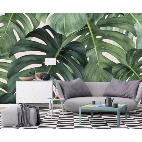 Wellyu Custom large wallpaper Nordic style tropical leaves big banana leaf TV background wall home decoration mural 3D wallpaper