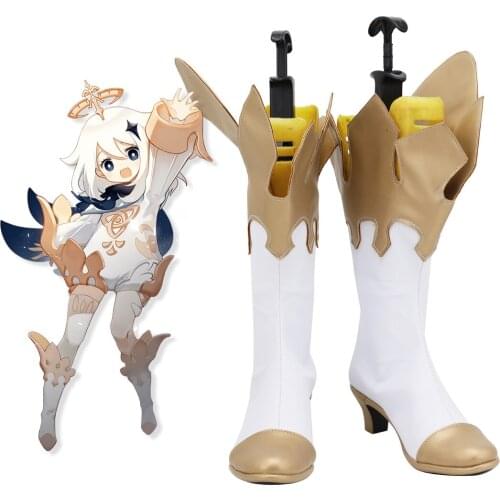 Genshin Impact Paimon Cosplay Boots Low Heel Shoes Custom Made Any Size for Unisex