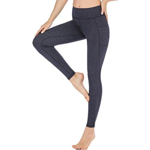 Yoga Long Pants Solid Color Ladies Sports Gym High Waist Fitness Hip Lifting Pants Side Pocket Women Running Seamless Sportwear
