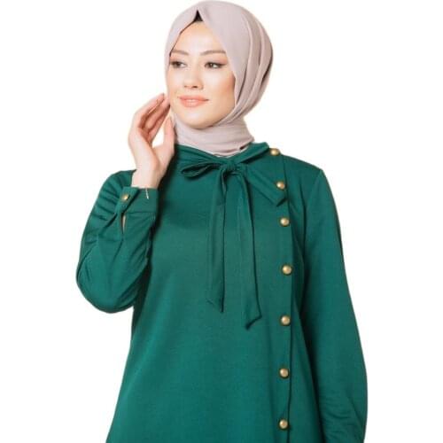 Side Buttoned Double Hijab Combination abayas muslim sets modest clothing turkey dresses for women hijab dress muslim tops islam