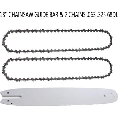 Chainsaw Guide Bar 18\'\' + 2x Chain .063 .325 68DL For Stihl 023, 025, MS 210, MS 211, MS 230, MS 241, MS 250, MS 251 Chain Saw