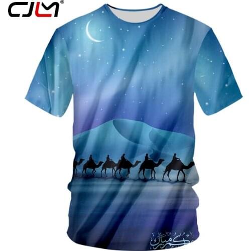 CJLM Unisex Tops Hiphop O Neck Punk Style Tee Camel Tshirt Desert T Shirt Moon 3d T-shirts For Mens Summer Cool Arab Shirts 2018