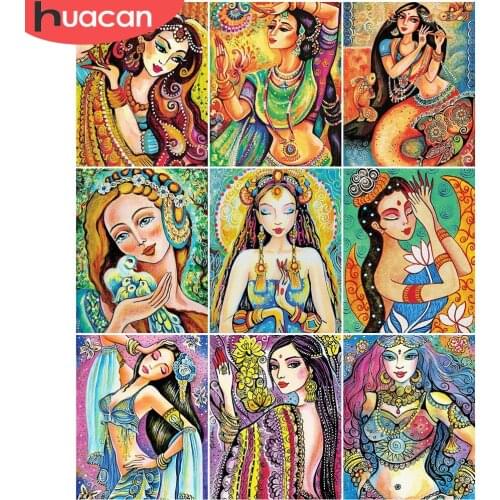 HUACAN Painting By Number Woman Modern DIY Frame Handpainted Canvas Coloring By Numbers Portrait For Home Decor