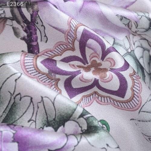 HYSK 100%silk satin fabric Peony patterned custom digital print China silk manufacturer online supplier for clothing dress E2367