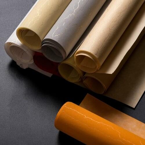 Chinese Pastel Calligraphy Paper Papel Arroz Colorful Half Ripe Xuan Paper Chinese Rice Paper with Golden Ripple Rijstpapier