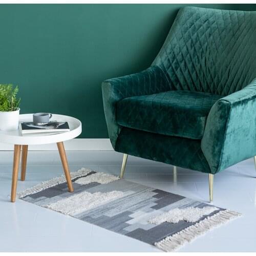 Cotton Thread Handmade Weave Bohemia Geometric Tufted Pile Carpet Kitchen Door Floor Bedding Mats Warm Modern Home Deco