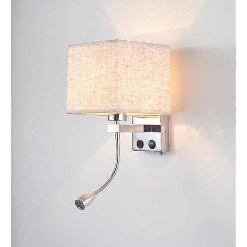 Creative bedroom wall lamp European-style fabric living room lamp led hotel guest room reading lamp bedside wall lamp