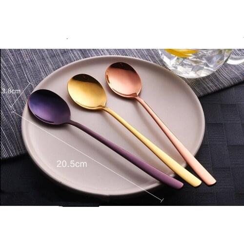 1PC Stainless Steel Spoons With Long Handle Spoons Rose Gold Soup Spoon for Ice Cream Dinner Spoons Rice/Salad Tableware PA 001