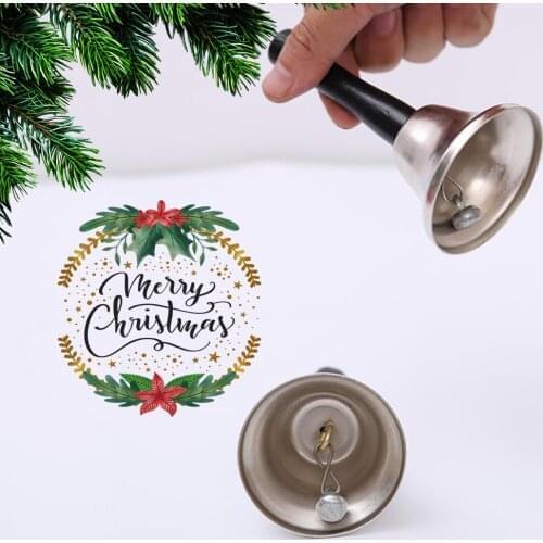 Metal Christmas Hand Bell Hand Held Bells Santa Claus Jingle Bell Party Celebrate Rattle Tools Decoration Supplies