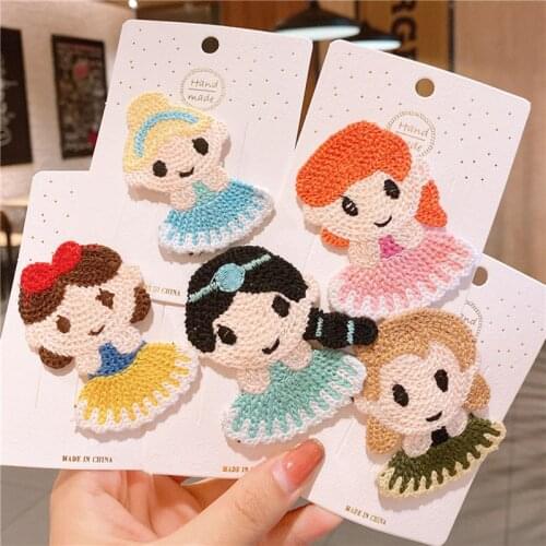 Ncmama Sweet Korean Colorful Wool Knitted Cartoon Princess BB Clips Girls Hairpins Childrens Headwear Fashion Hair Accessories